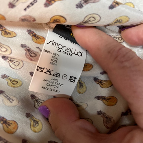 FENDI Ivory Silk Logo Lighting Bulbs Print Button Down Shirt Big Girl Sz 9 Year - Picture 10 of 15